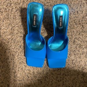 Blue patent Nine West heels. Size 9